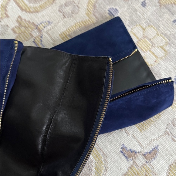 Diane Von Furstenberg Blue Suede Leather Tall Boots Size 7 - Picture 10 of 11